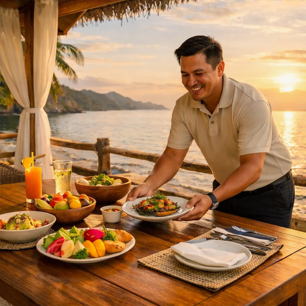 A private beachfront dining setup in Bataan featuring personalized meals and local hospitality.